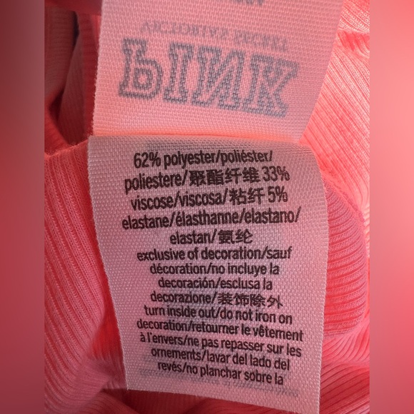 PINK Victoria Secret Coral Ribbed Razor Back Tank M - Picture 4 of 5